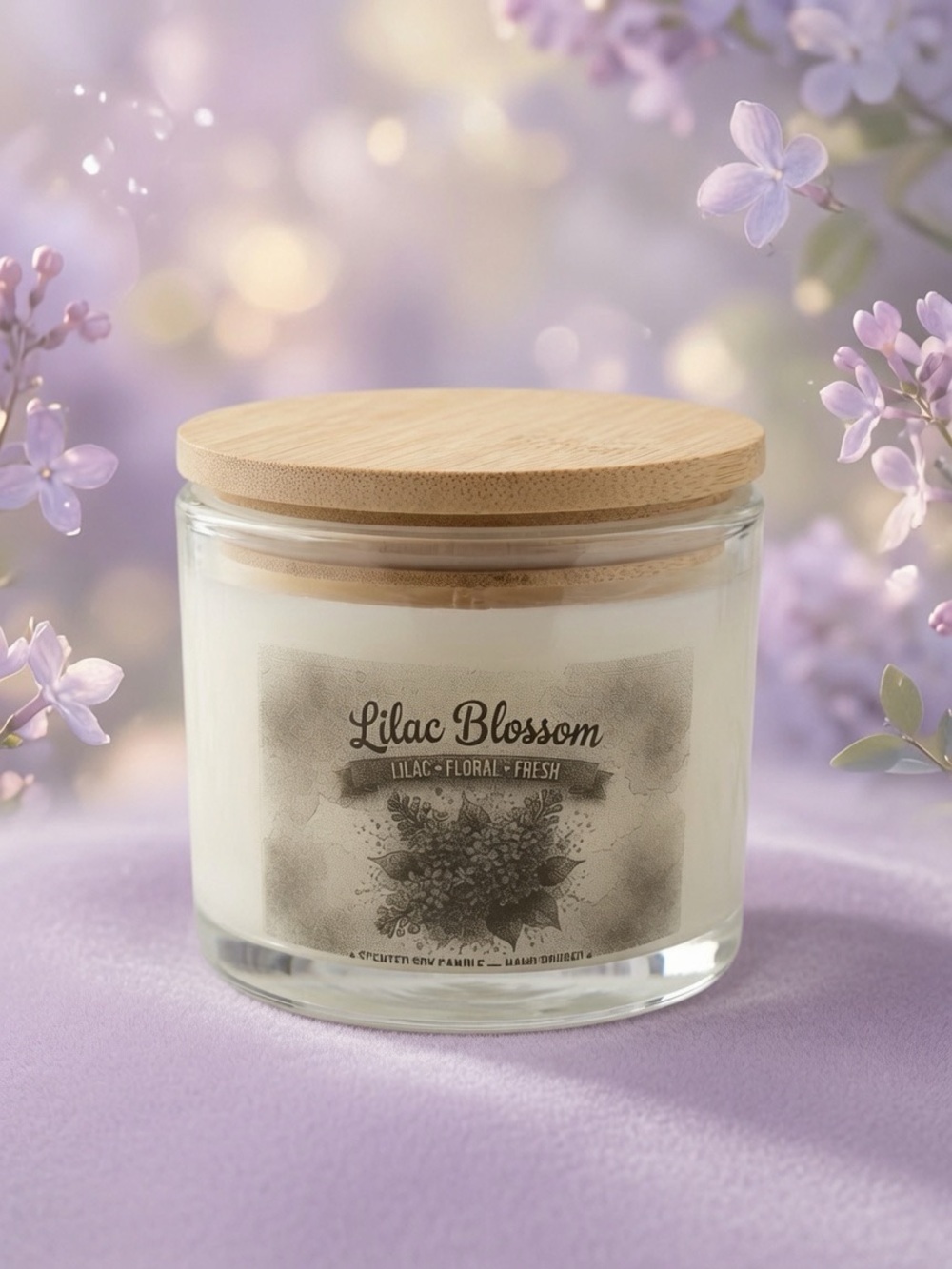 16oz Lilac Blossom Candle | Floral Spring Scent | Hand Poured Soy Wax Candle